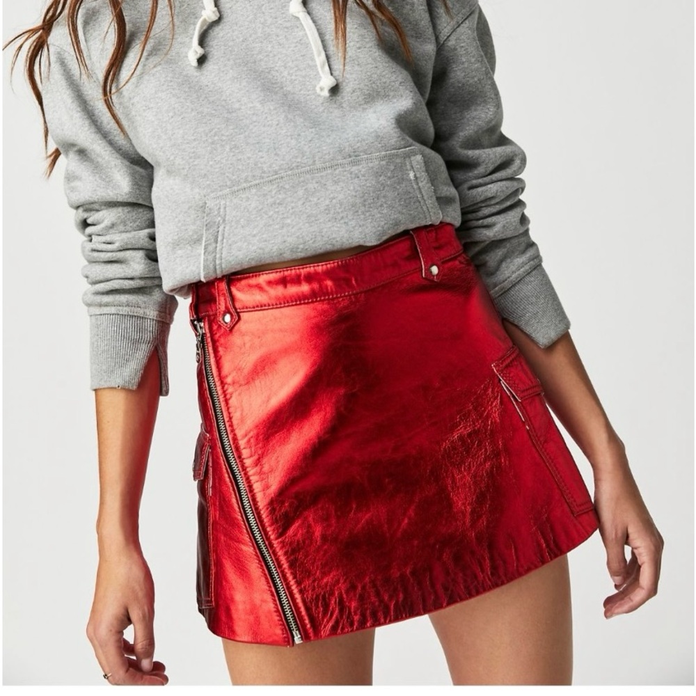 Understated Leather Cherry Bomb Mini Skirt | Free People